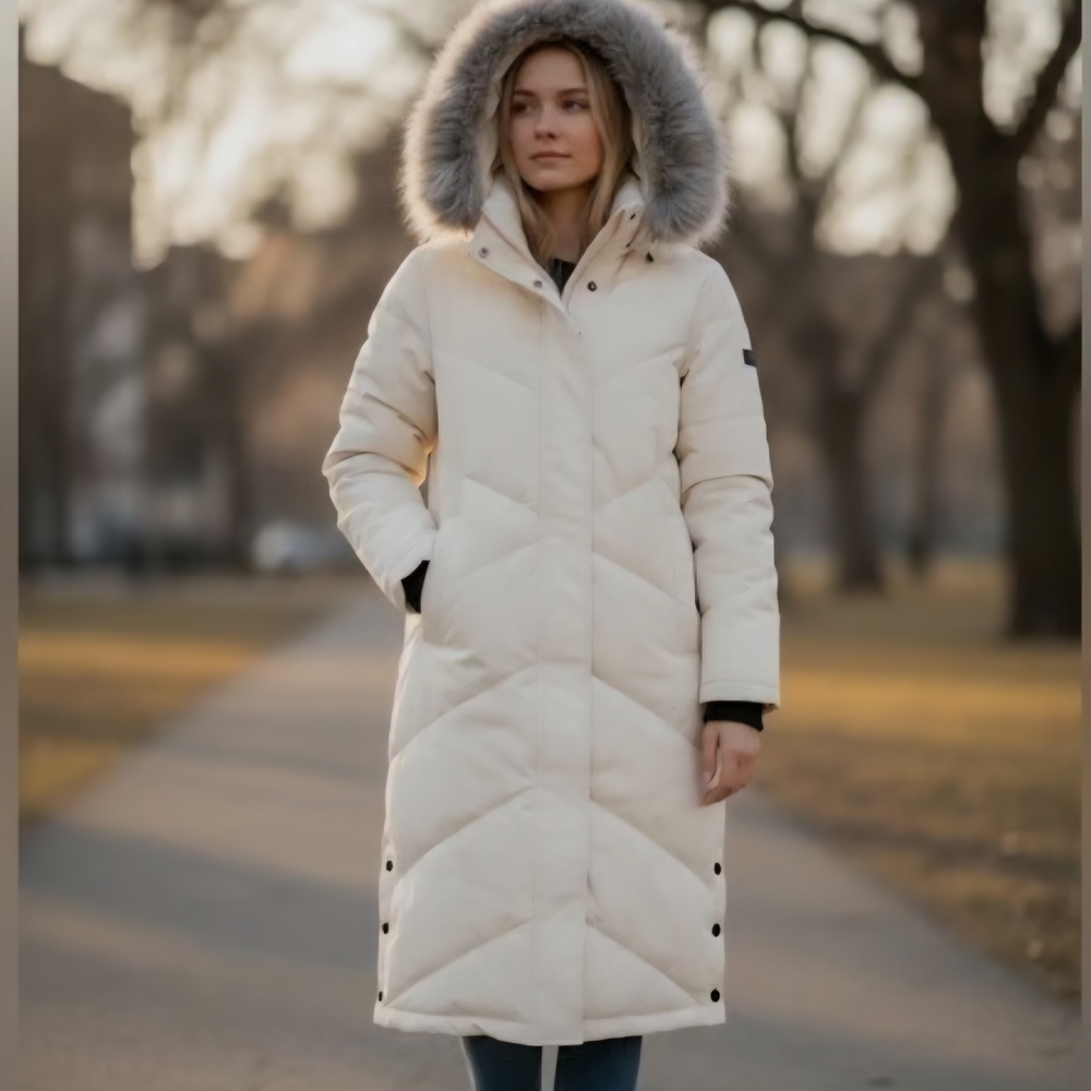 ROXY Ellie Quilted  Dryflight Beige Women’s Long Puffer Coat (NWT) Medium